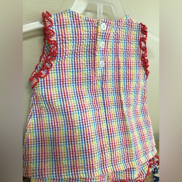 Vintage Oshkosh Baby Seersucker Cotton 2PC  Set Size 3-6 Mos. Embroidered Fruit - Picture 4 of 13